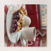 Puzzle Tarte cerise, crème glacée vanille et café (Horizontal)