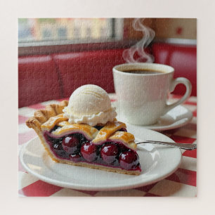 Puzzle Tarte cerise, crème glacée vanille et café