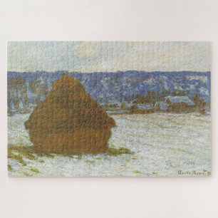 Puzzle Tas de blé (effet de neige, jour couvert) - Monet