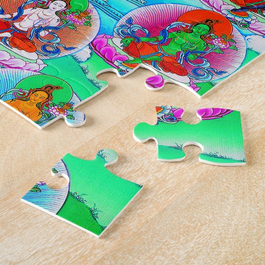 Puzzle Tatouage cool oriental tibétain thangka vert Tara (Côté)