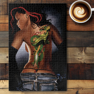 Puzzle Tatouage de femme dragon de fantasy gras