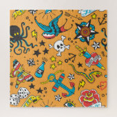 Puzzle Tatouage de l'ancienne école : mignon sans couture (Vertical)