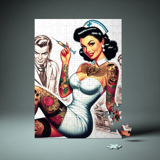 Puzzle Tattooed Nurse Pin-up