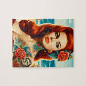 Puzzle Tattooed Redhead Pin-up (Horizontal)