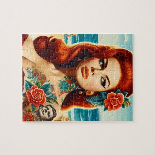 Puzzle Tattooed Redhead Pin-up (Horizontal)