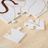 Puzzle Taurus taureau brun or fleurs planète aquarelle (Côté)