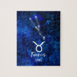 Puzzle Taurus Zodiac Constellation Blue Galaxy Monogramme<br><div class="desc">Taurus Zodiac Constellation Blue Galaxy Monogramme Design. Avec police de script brossé tendance, couleur arrière - plan céleste bleu foncé, constellation d'étoiles brillantes et symbole The Bull. Symbole astrologique moderne Horoscope de naissance, est parfait pour n'importe quel Anniversaire Taurien Du 20 avril au 20 mai! Avec Monogrammed en option Premier...</div>
