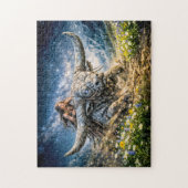 Puzzle Taurus Zodiac Riding a Mystical Horned Beast (Vertical)