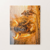 Puzzle Taurus Zodiac with Warrior Leading a Fiery Celesti (Vertical)