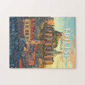 Puzzle Tbilisi Géorgie Illustration Voyage Art Vintage (Horizontal)