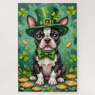 Puzzle Tchieng de Boston drôle de chien chanceux pour la