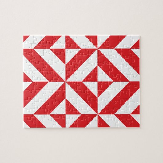 Puzzle Tchry Red Geometric Deco Cube Pattern (Horizontal)