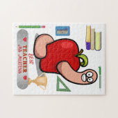 Puzzle Teacher Appréciation Worm in Apple Ajouter un nom (Horizontal)