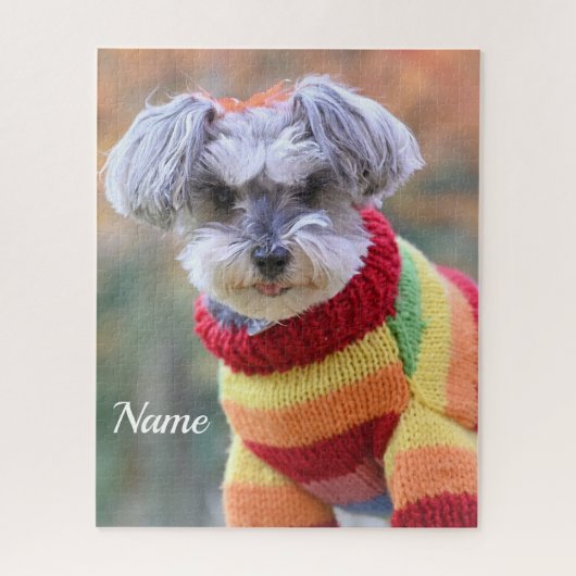 Puzzle Teacup Schnauzer Chien chiot dans un pull (Vertical)