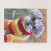 Puzzle Teacup Schnauzer Chien chiot dans un pull (Horizontal)