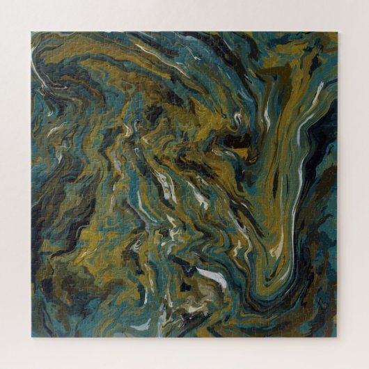 Puzzle Teal, or, White and Black Oils (Horizontal)