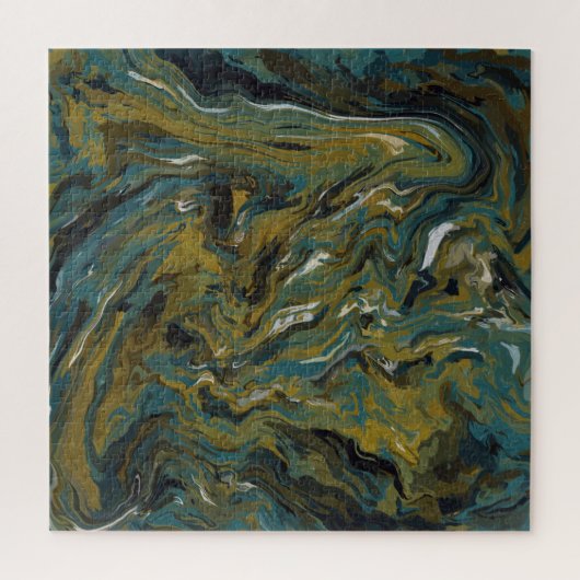 Puzzle Teal, or, White and Black Oils (Vertical)