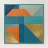 Puzzle Teal Orange Or Géométrique Abstrait (Horizontal)
