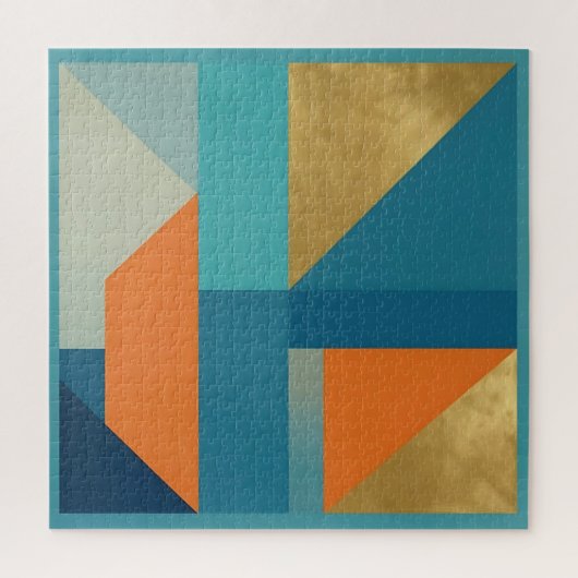 Puzzle Teal Orange Or Géométrique Abstrait (Vertical)