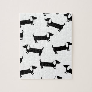 Puzzle Teckels en noir et blanc