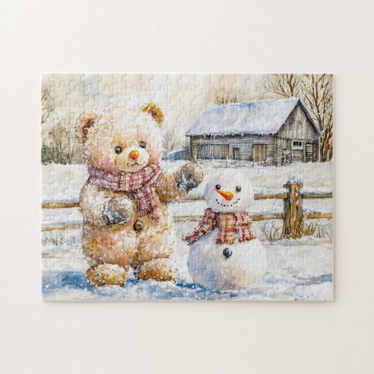 Puzzle Teddy Bear Construire un Snowman (Horizontal)