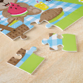 Puzzle Teddy Bear Pique-nique Garçon Bleu En vichy (Côté)