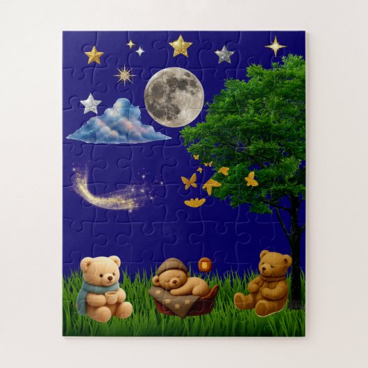 Puzzle Teddy Night Park esthétique (Vertical)