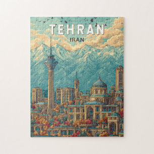 Puzzle Téhéran Iran Illustration Voyage Art Vintage