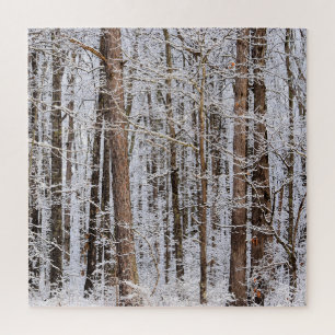 Puzzle Tempête glaciaire d'hiver dans la forêt