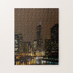 Puzzle Tempête nocturne sur la rivière Chicago