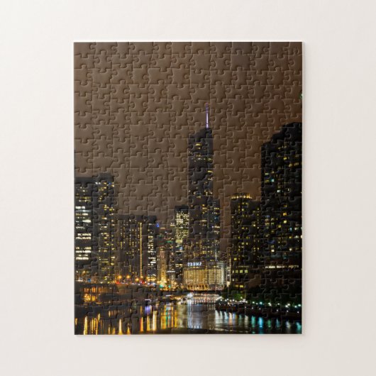 Puzzle Tempête nocturne sur la rivière Chicago (Vertical)