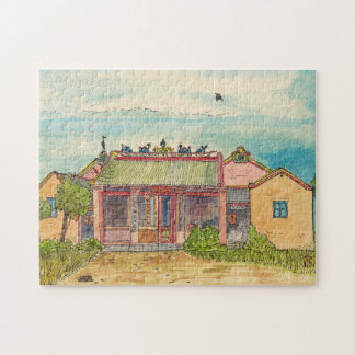 Puzzle Temple bouddhiste Phan Thiet Vietnam Aquarelle