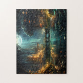 Puzzle Temple de la Forêt Cachée au clair de lune (Vertical)