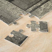 Puzzle Temple impérial asiatique en noir et blanc (Côté)