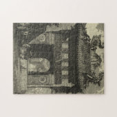 Puzzle Temple impérial asiatique en noir et blanc (Horizontal)