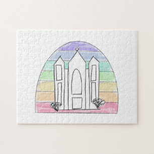 Puzzle Temple LDS Salt Lake City coucher de soleil arc-en