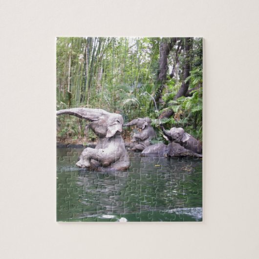 Puzzle Temps de fête des éléphants dans l'eau imprimer (Vertical)