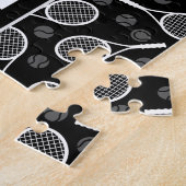 Puzzle Tennis Typographie Texte Cool noir et blanc Cadeau (Côté)