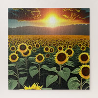 terrain de tournesol au coucher du soleil