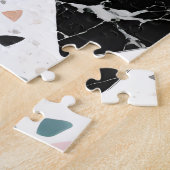 Puzzle Terrazzo Marbre Pastel Rose Sarcelle Moderne (Côté)