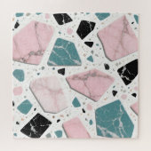 Puzzle Terrazzo Marbre Pastel Rose Sarcelle Moderne (Horizontal)