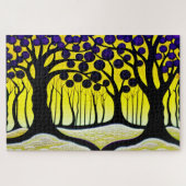 Puzzle Terre Abstraite de paradis forestier jaune et pour (Horizontal)