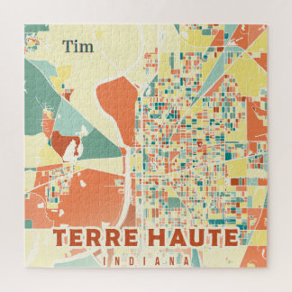 PUZZLE: Terre Haute Indiana Kaart Legpuzzel Kleurr