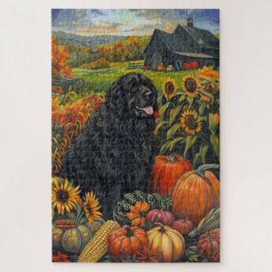 Puzzle Terre-Neuve Chien Récolte d'automne Thankgiving