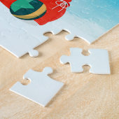 Puzzle Terre-Neuve dans la neige avec cadeaux de Noël (Côté)