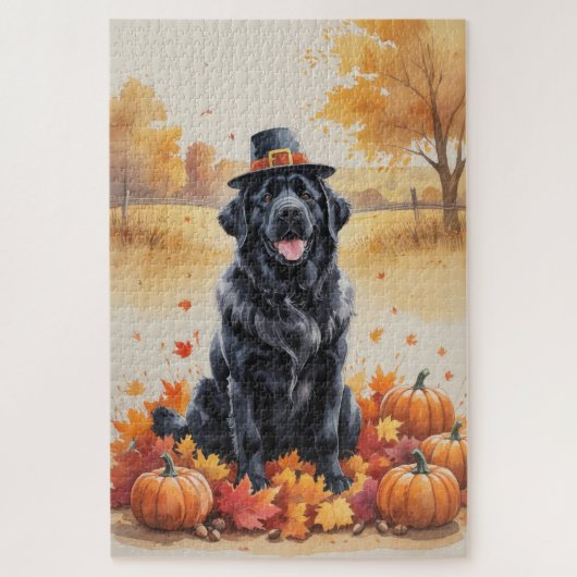 Puzzle Terre-Neuve Laisse L'Automne L'Art Thanksgiving (Vertical)