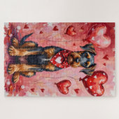 Puzzle Terrier Airedale Saint-Valentin Art Chien avec des (Horizontal)