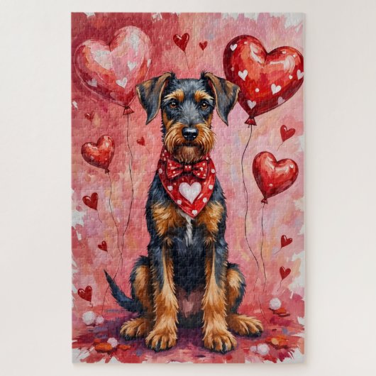 Puzzle Terrier Airedale Saint-Valentin Art Chien avec des (Vertical)