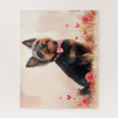 Puzzle Terrier Australien avec des Roses - Saint-Valentin (Vertical)