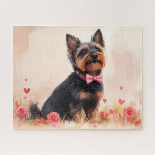 Puzzle Terrier Australien avec des Roses - Saint-Valentin
